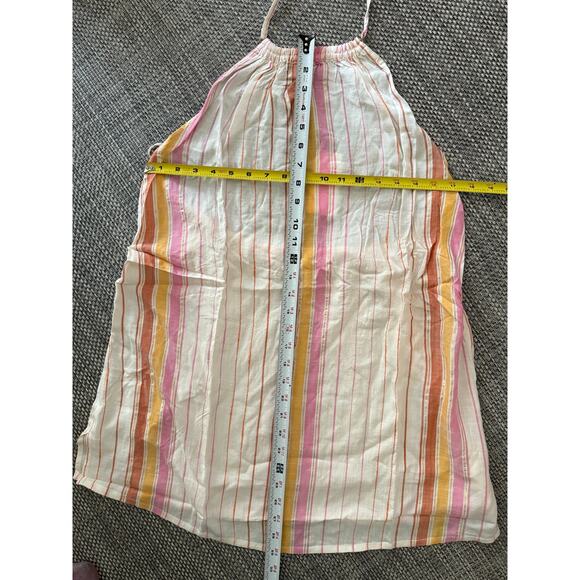 L SPACE NWT Cotton Lydia Open Back Halter Neck Stripe Cover-up Mini Dress L - Picture 3 of 4